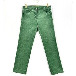 Tricot Chic Pants Women 10 Green Denim Straight Leg Made Italy Stretch Y2K Chic